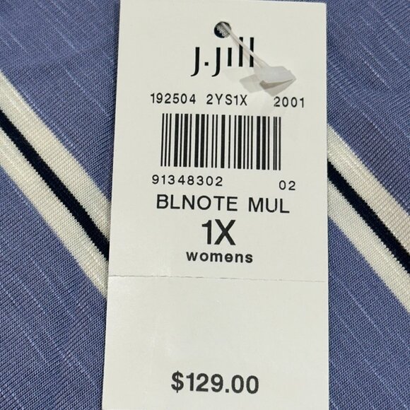 J. Jill Multi Directional‎ Stripe Short Sleeve Maxi Dress 1X Summer Sheath NWT - Picture 7 of 9